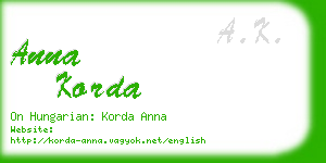 anna korda business card